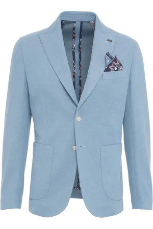 BOB der Bär Homme, Vestes, Bleu, Taille: 2XL Blazer Bleu à Boutonnière Simple avec Revers Pointus
