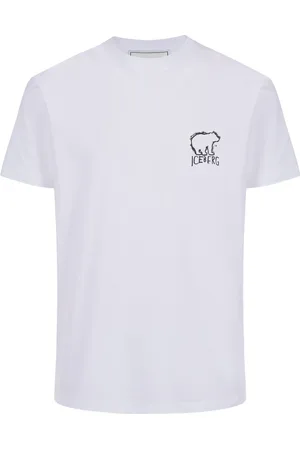 Iceberg Homme, Tops, Blanc, Taille: M T-shirt blanc ajusté en coton avec impression d