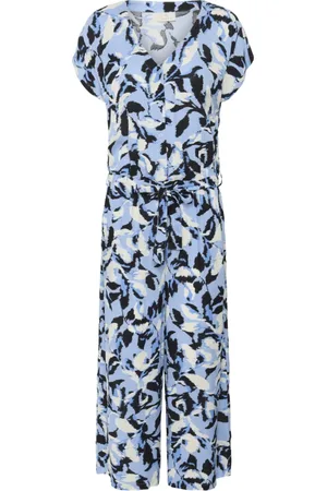 Kaffe Femme, Combinaisons et Ensembles, Bleu, Taille: 48 FR Combinaison Imprimé Fleurs Bleues