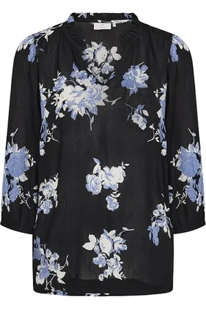 Kaffe Femme, Blouses et Chemises, Noir, Taille: 42 FR Chemisier Amber avec Imprimé Floral