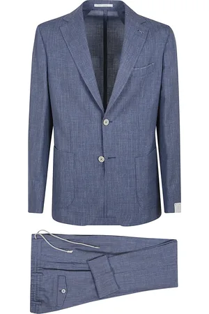 ELEVENTY Homme, Costumes, Bleu, Taille: XL Costume Bleu en Laine, Soie et Lin pour Homme
