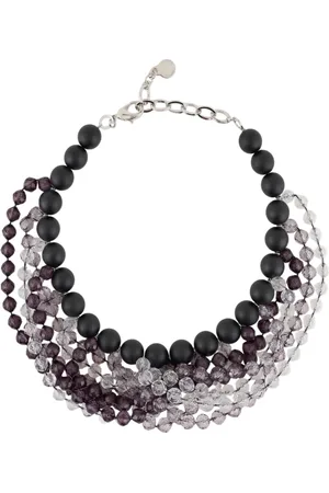 Emporio Armani Femme, Accessoires, Multicolore, Taille: ONE Size Collier Noir Boules Pierres Facettées