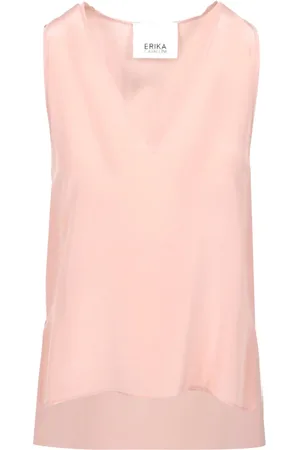 ERIKA CAVALLINI Femme, Tops, Rose, Taille: 40 FR Haut Rose Poudré en Soie Col en V