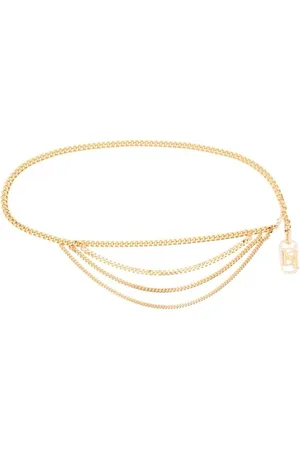 Elisabetta Franchi Femme, Accessoires, Jaune, Taille: M Ceinture à maillons de chaîne dorée avec boucle en cristal