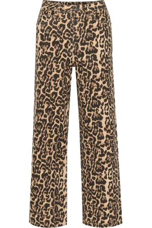Kaffe Femme, Jeans, Brun, Taille: 44 FR Leopard Print Wide Leg Jeans