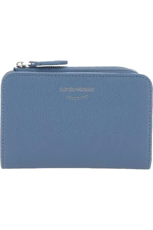 Emporio Armani Femme, Accessoires, Bleu, Taille: ONE Size Portefeuille Gris avec Imprimé Cerf et Logo