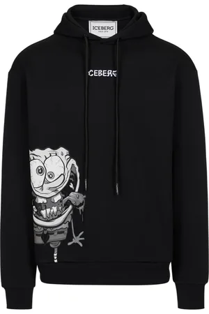Iceberg Homme, Sweatshirts et sweats à capuche, Noir, Taille: M Sweat à capuche blanc coupe droite avec impression SpongeBob et broderie du logo