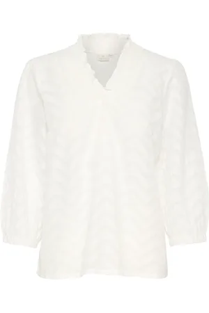 Kaffe Femme, Blouses et Chemises, Blanc, Taille: 38 FR Blouse Victoria avec Manches ¾