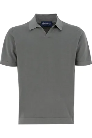 DRUMOHR Homme, Tops, Gris, Taille: L Polo en Coton Classique Chemise à Manches Courtes