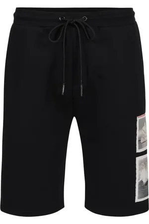 Iceberg Homme, Shorts, Noir, Taille: M Bermuda noir ajusté en molleton de coton