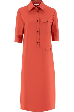 ANTONELLI Femme, Robes, Rouge, Taille: 38 FR Robe en coton stretch à col chemise