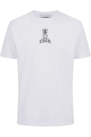 Iceberg Homme, Tops, Blanc, Taille: L T-shirt blanc ajusté en coton avec impression d