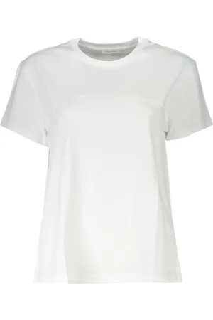 Patrizia Pepe Femme, Tops, Blanc, Taille: 38 FR Tee-shirt en Coton Blanc à Col Rond