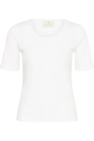 Kaffe Femme, Tops, Blanc, Taille: 42 FR Pointelle T-Shirt Top