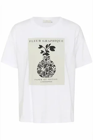 Kaffe Femme, Tops, Blanc, Taille: 38 FR Tee Oversize avec Impression Intelligente