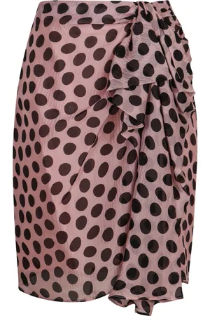 Nina Ricci Femme, Jupes, Rose, Taille: 36 FR Jupe en soie à pois Volantée Asymétrique