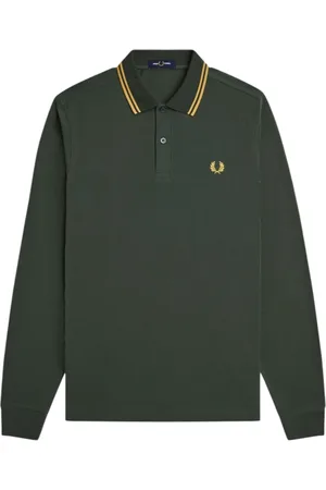 Fred Perry Homme, Tops, Vert, Taille: L Polo Vert à Double Rayure