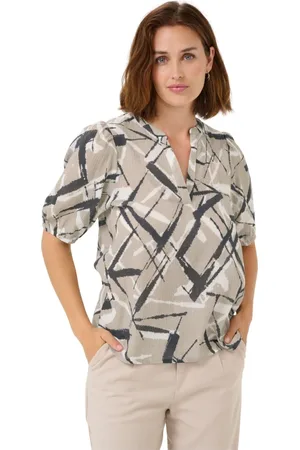 Kaffe Femme, Blouses et Chemises, Multicolore, Taille: 44 FR Chemisier à Imprimé Abstrait et Manches Courtes