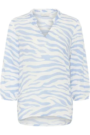 Kaffe Femme, Blouses et Chemises, Bleu, Taille: 46 FR Chemisier Amber Chambray Doux Graphique