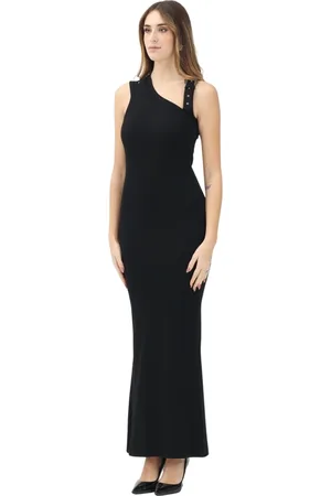 VERSACE Femme, Robes, Noir, Taille: 38 FR Robe longue noire avec boucle baroque