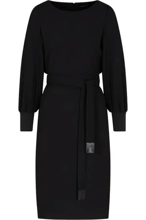 Emporio Armani Femme, Robes, Noir, Taille: 42 FR Robe Noire avec Ceinture en Cuir