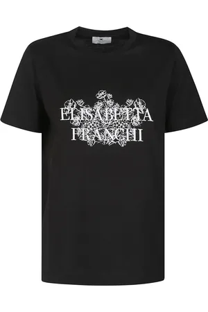 Elisabetta Franchi Femme, Tops, Noir, Taille: 36 FR T-shirt Décontracté en Coton