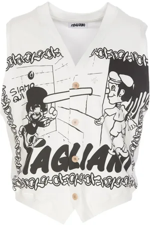 MAGLIANO Homme, Vestes, Blanc, Taille: M Pull sans manches col en V blanc à motif graphique