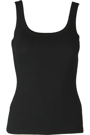 Gestuz Femme, Tops, Noir, Taille: 38 FR Top Noir Côtelé à Col U