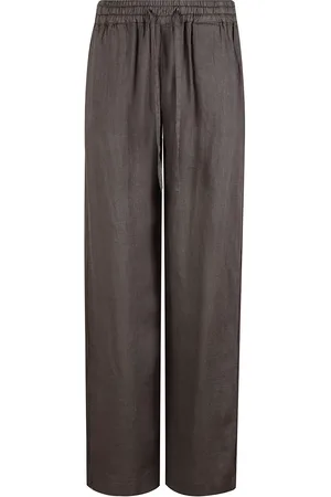 FAY Femme, Pantalons, Brun, Taille: W27 Pantalon en lin marron à taille élastique