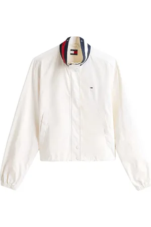Tommy Hilfiger Femme, Vestes, Blanc, Taille: 40 FR Veste Casual en Nylon avec Col Montant