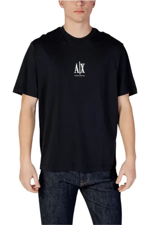 Armani Exchange Homme, Tops, Bleu, Taille: M T-shirt en coton à manches courtes imprimé