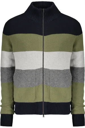 HERNO Homme, Pulls, Multicolore, Taille: L Cardigan Rayé en Laine et Cachemire