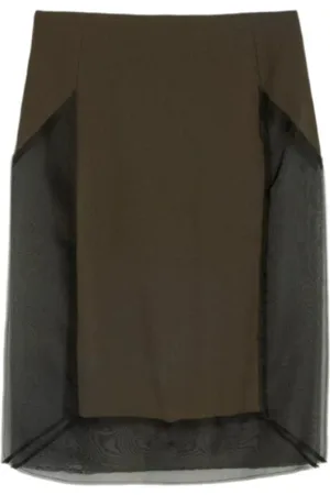 Ami Femme, Jupes, Brun, Taille: 36 FR Jupe mi-longue en crêpe