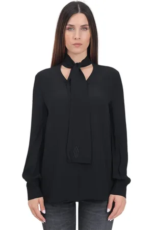 Armani Exchange Femme, Blouses et Chemises, Noir, Taille: 36 FR Chemise noire brodée pour femme