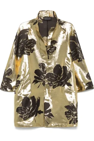 GIANLUCA CAPANNOLO Femme, Manteaux, Multicolore, Taille: 38 FR Manteau Col Montant Doré Manches Longues