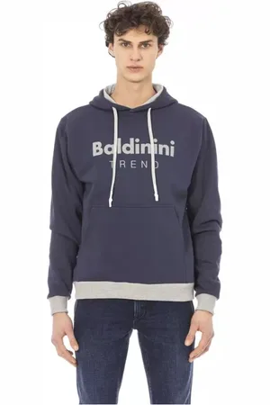 BALDININI Homme, Sweatshirts et sweats à capuche, Bleu, Taille: S Sweat à Capuche Bleu en Molleton de Coton avec Logo