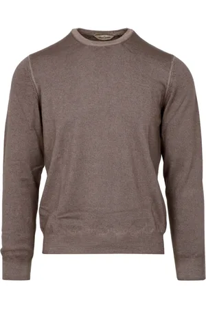 Gran Sasso Homme, Pulls, Brun, Taille: M Pull Ras du Cou en Laine Côtelée
