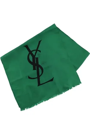 Saint Laurent Femme, Pre-owned, Vert, Taille: ONE Size Pre-owned Toile foulards