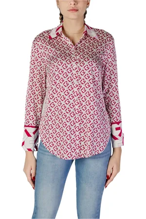 Guess Femme, Blouses et Chemises, Rose, Taille: 40 FR Chemise Géométrique à Col en V