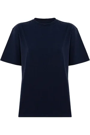 Autry Femme, Tops, Bleu, Taille: 38 FR T-shirt bleu foncé à manches courtes en coton