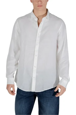 Armani Exchange Homme, Chemises, Blanc, Taille: S Chemise en lin à manches longues