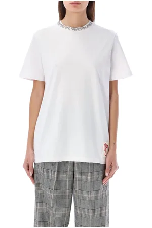 Golden Goose Femme, Tops, Blanc, Taille: 40 FR T-Shirt Ras du Cou Strass