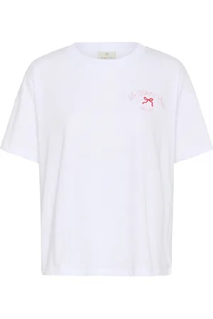 Kaffe Femme, Tops, Blanc, Taille: 38 FR T-shirt Graphique Top Blanc Optique