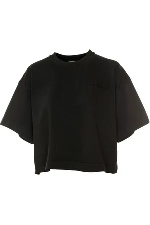 Autry Femme, Tops, Noir, Taille: 38 FR T-shirt côtelé avec appliqué logo