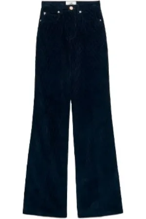 Ami Femme, Jeans, Bleu, Taille: 36 FR Pantalon large à jambes évasées, bleu marine