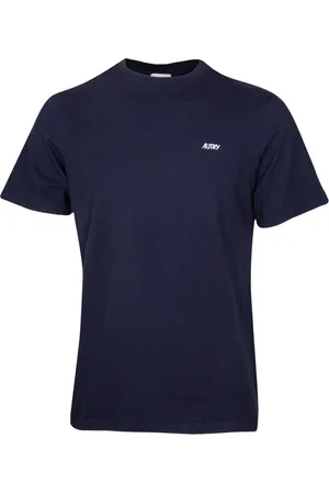 Autry Homme, Tops, Bleu, Taille: S T-Shirt Bleu Coton Col Rond