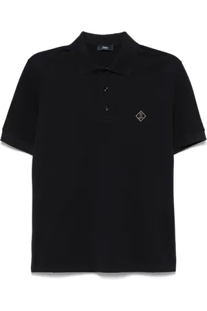 HERNO Homme, Tops, Bleu, Taille: M Polo en coton avec logo brodé
