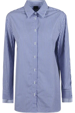 FAY Femme, Blouses et Chemises, Bleu, Taille: 42 FR Chemise en Coton Rayée Bleue