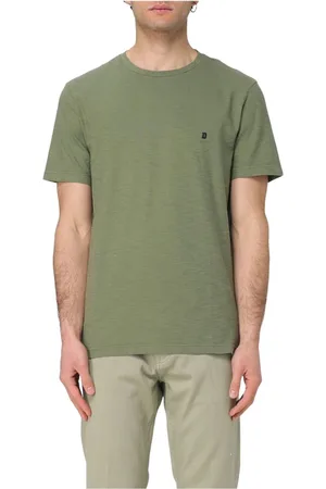 Dondup Homme, Tops, Vert, Taille: XL T-shirt en coton flammé avec logo