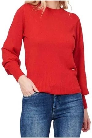 Armani Exchange Femme, Pulls, Rouge, Taille: 36 FR Pull Rouge à Manches Longues et Poignets Côtelés